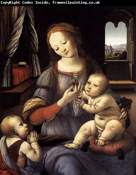 LORENZO DI CREDI Madonna with the Christ Child and St John the Baptist