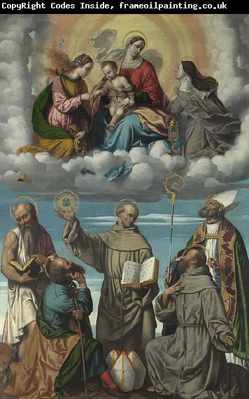 MORETTO da Brescia The Virgin and Child with Saint Bernardino and Other Saints