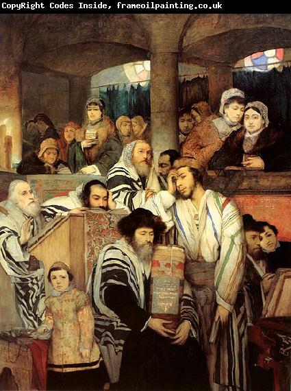 Maurycy Gottlieb Jews Praying in the Synagogue on Yom Kippur