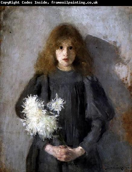 Olga Boznanska Girl with chrysanthemums
