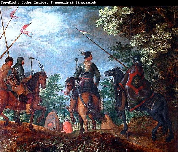 Roelant Savery Polish cavalry marching in the wood