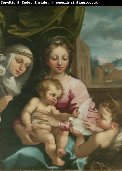 Rutilio Manetti Virgin and Child with the Young Saint John the Baptist and Saint Catherine of Siena