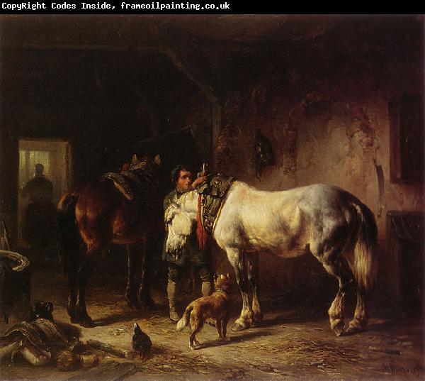 Wouterus Verschuur Saddling the horses