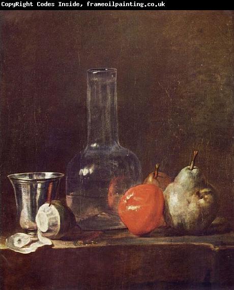 jean-Baptiste-Simeon Chardin Still Life with Glass Flask and Fruit
