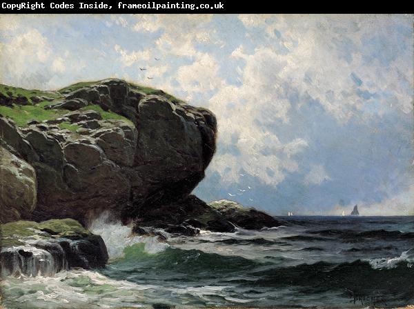 Alfred Thompson Bricher Rocky Head with Sailboats in Distance
