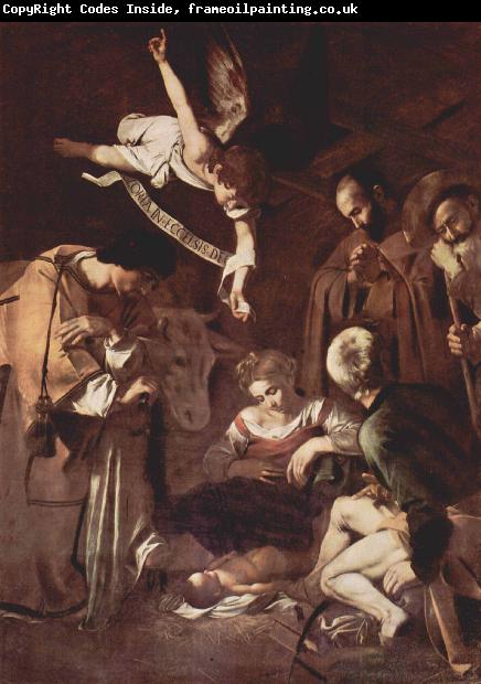 Caravaggio Nativity with St. Francis and St Lawrence