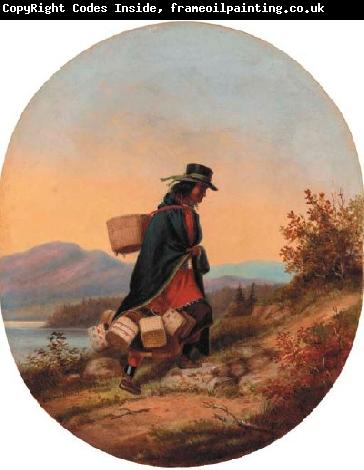 Cornelius Krieghoff Indian Basket Seller in Autumn Landscape