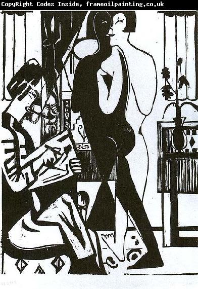 Ernst Ludwig Kirchner Painter and modell - woodcut