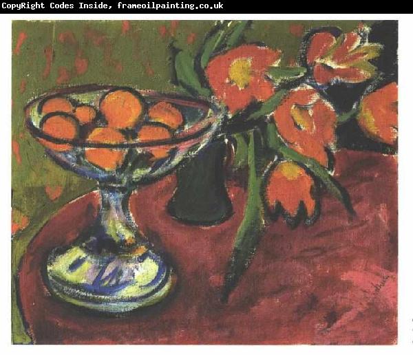 Ernst Ludwig Kirchner Stil live with tulips and oranges