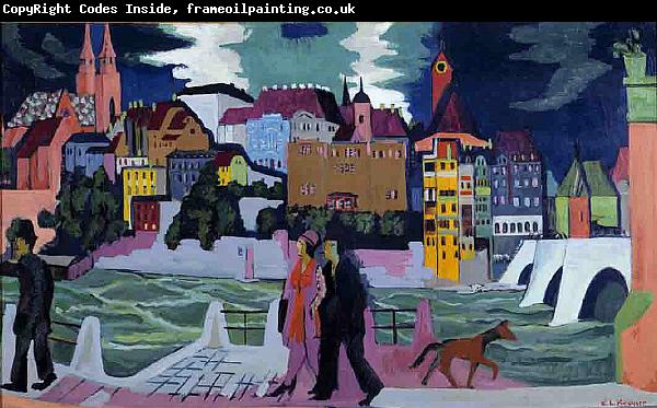 Ernst Ludwig Kirchner View of Basel and the Rhine