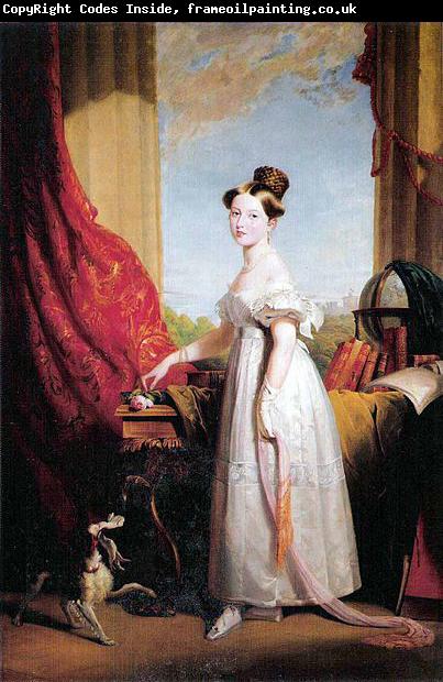George Hayter Portrait of Princess Victoria of Kent with her spaniel Dash