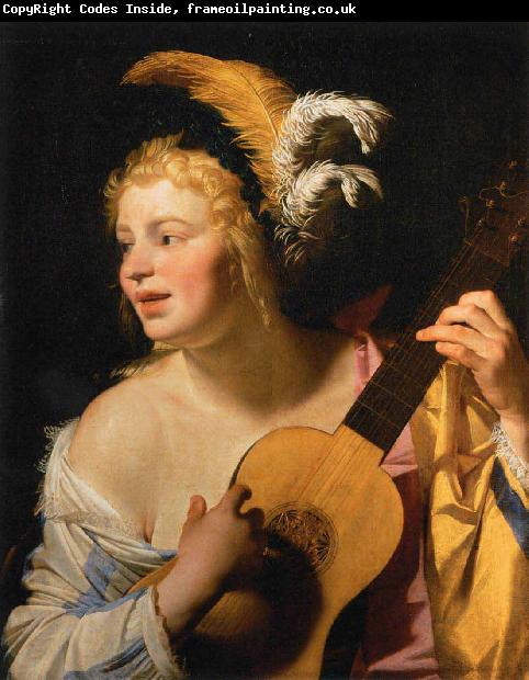Gerard van Honthorst Woman Playing the Guitar