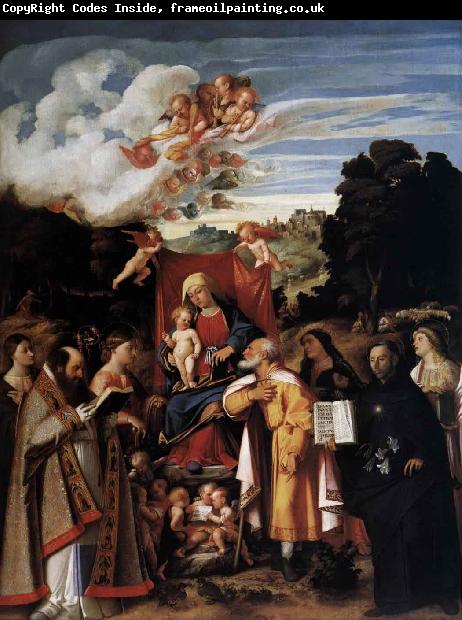 Giovanni Cariani Virgin Enthroned with Angels and Saints