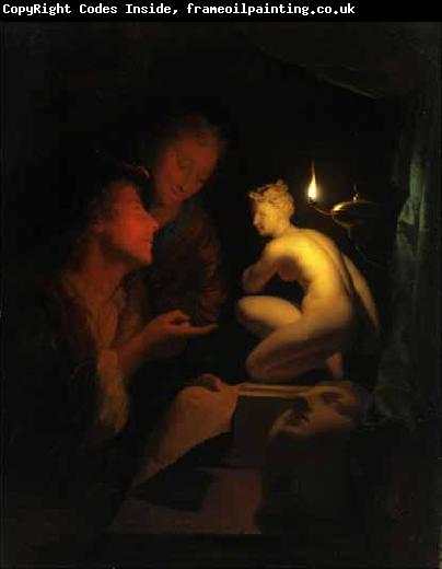 Godfried Schalcken Kunstbetrachtung bei Kerzenlicht