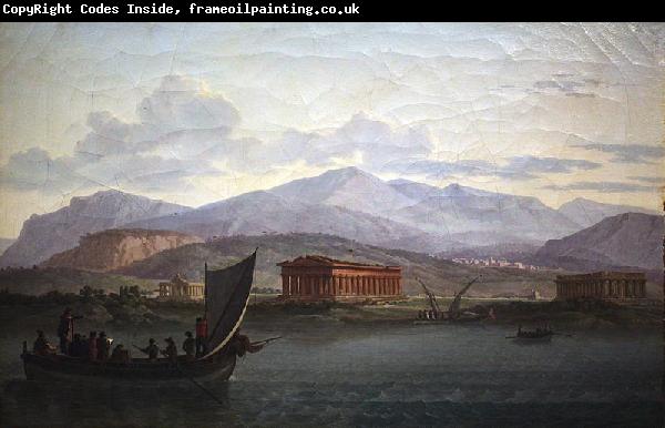 Jean Jacques Francois Taurel Artists closing to Paestum from the sea