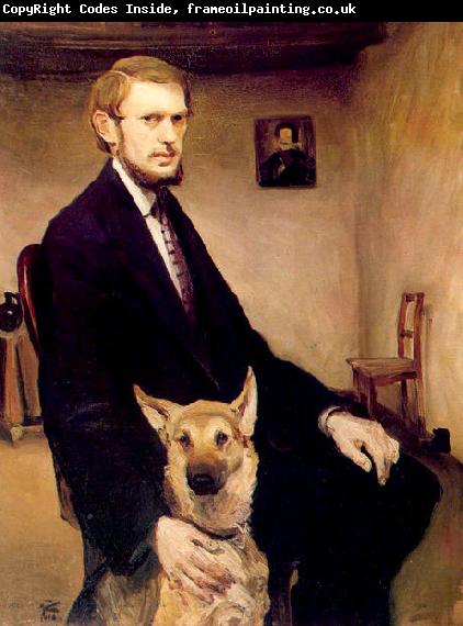 Miroslav Kraljevic Selfportrait with a dog