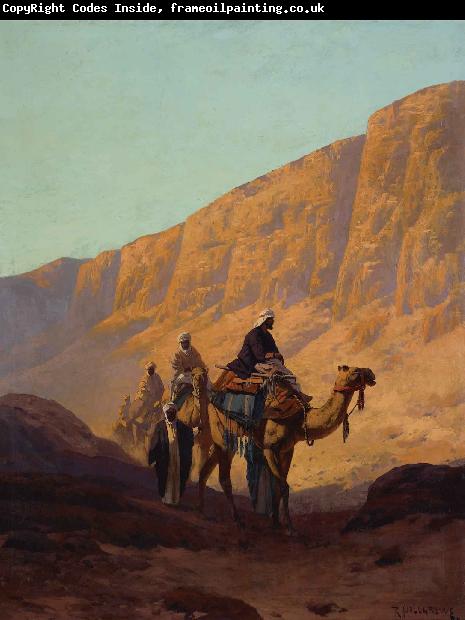 Rudolf Wiegmann Caravan passing through a wadi