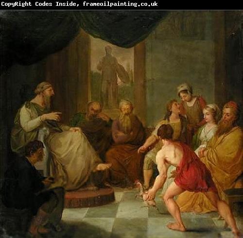 unknow artist Diogenes brings a plucked chicken to Plato
