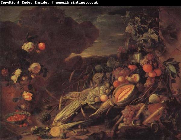 Jan Davidsz. de Heem Fruit and Flowers in a Vase