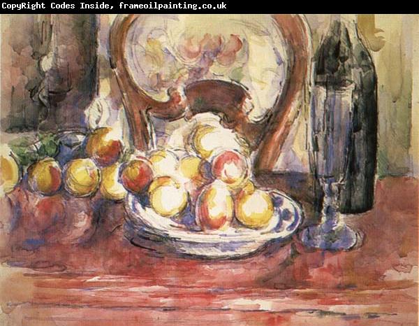 Paul Cezanne Nature morte,pommes,bouteille et dossier de chaise