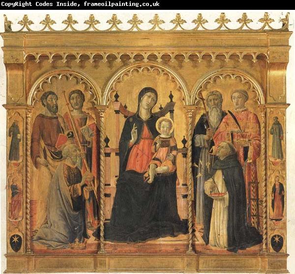 Vecchietta Madonna and Child Enthroned with SS.Bartholomew,James,Eligius,Andrew,Lawrence and Dominic