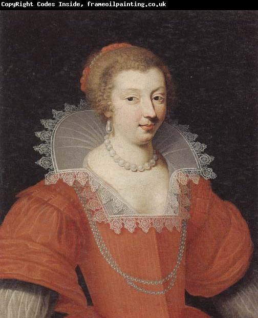 unknow artist Portrait of a lady,half length,dressed in red and wearing pearls