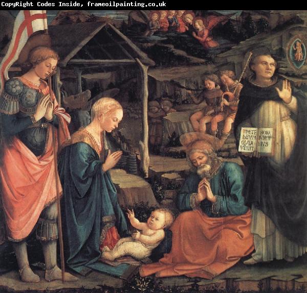 Fra Filippo Lippi The Adoration of the Infant Jesus with St George and St Vincent Ferrer