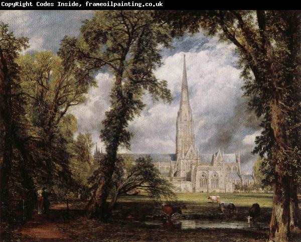 John Constable View of Salisbury Cathedral Grounds from the Bishop's House