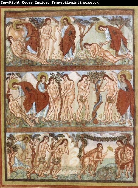 unknow artist Scenes rom Story of Adam and Eve,from the Bible of Charles the Bald