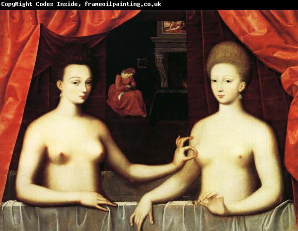 unknow artist Gabrielle d'Estrees and Her Sister,the Duchesse de Villars