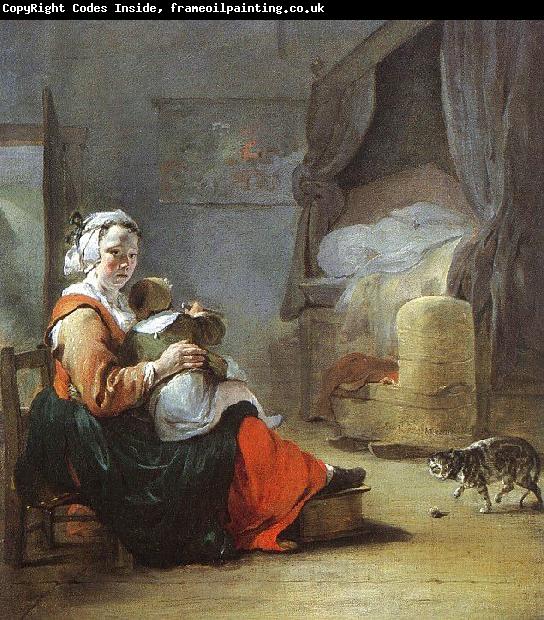 Jean Baptiste Weenix Mother Child with Cat