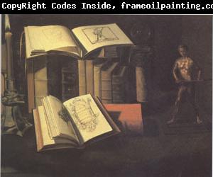 Sebastian Stoskopff Still Life with Books Candle and Bronze Statue (mk05)