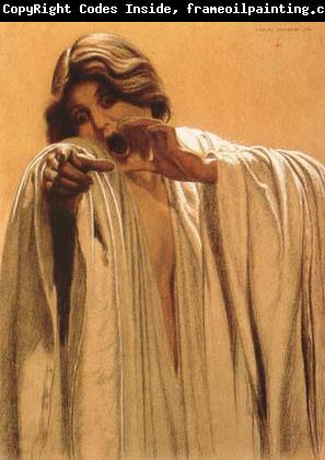 Carlos Schwabe Study for The Wave,feminine figure,back right Mixed media on board (mk19)