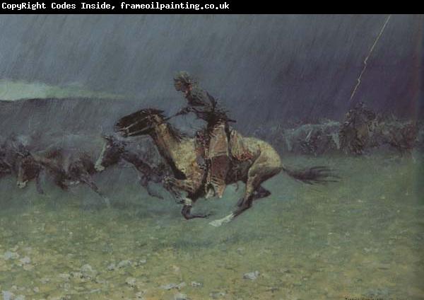 Frederic Remington The Stampede by Lightning (mk43)