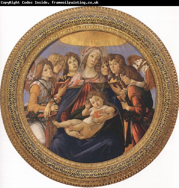 Sandro Botticelli Madonna and Child with six Angels or Madonna of the Pomegranate (mk36)