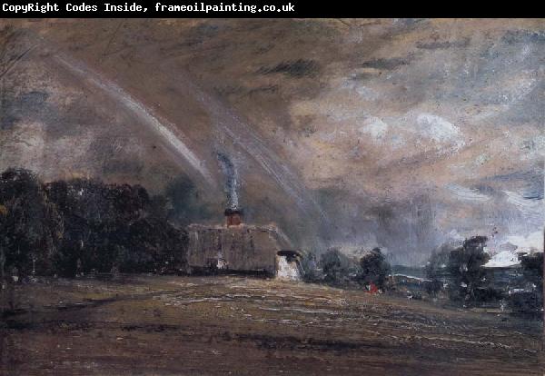 John Constable Landscape study,cottage and rainbow