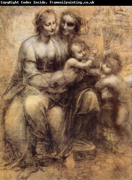 Leonardo  Da Vinci Virgin and Child with St Anne and St John the Baptist