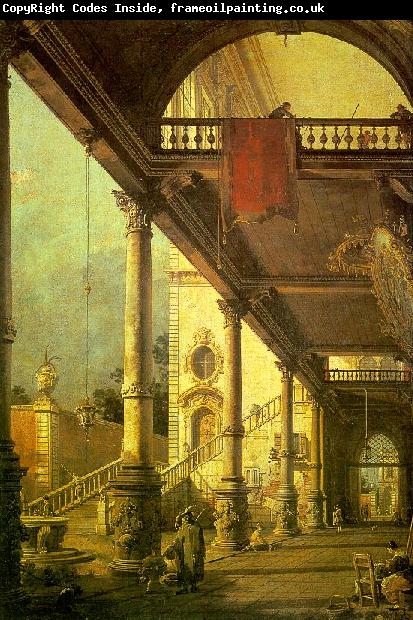 Canaletto Capriccio, A Colonnade opening onto the Courtyard of a Palace