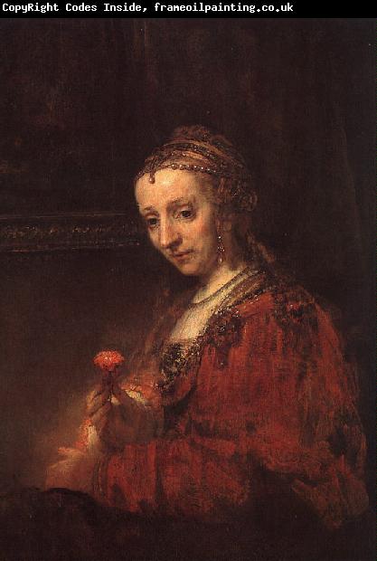 Rembrandt Lady with a Pink