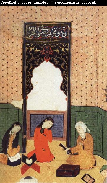 Bihzad the theophany through Layli sitting framed within the prayer niche