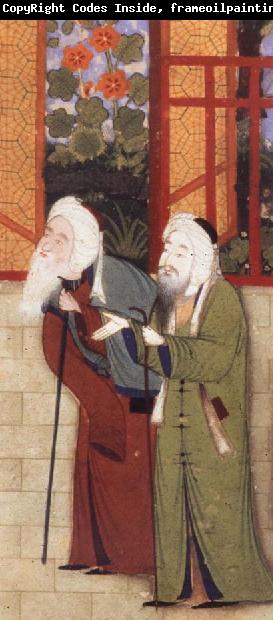 Bihzad Portrait of jami leaning on a staff,with another scholar of Sultan Husayn-s court