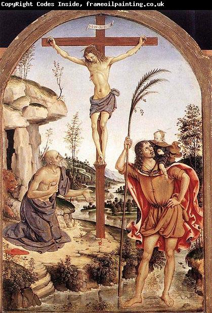 Pinturicchio The Crucifixion with Sts. Jerome and Christopher,