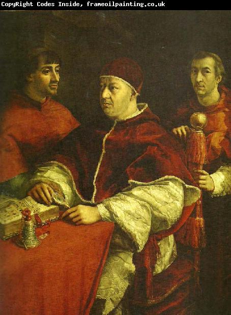 Raphael pope leo x with cardinals giulio de'