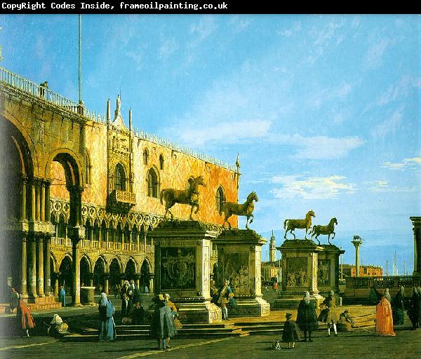 Canaletto Capriccio- The Horses of San Marco in the Piazzetta