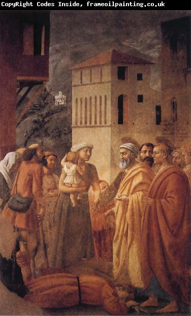 MASACCIO St Peter distributes the Goods of the Community and The Death of Ananias